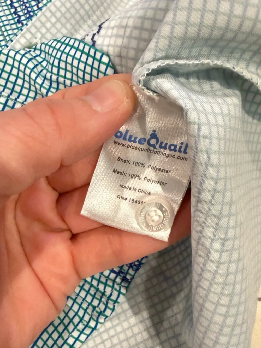 Blue Quail Checkered Fishing Guayabera Button Down - Picture 7 of 11